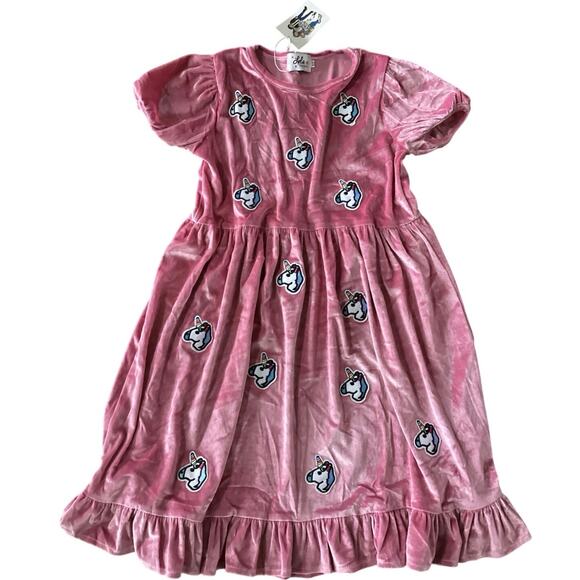Lola + The Boys Unicorn Velvet Dress NWT